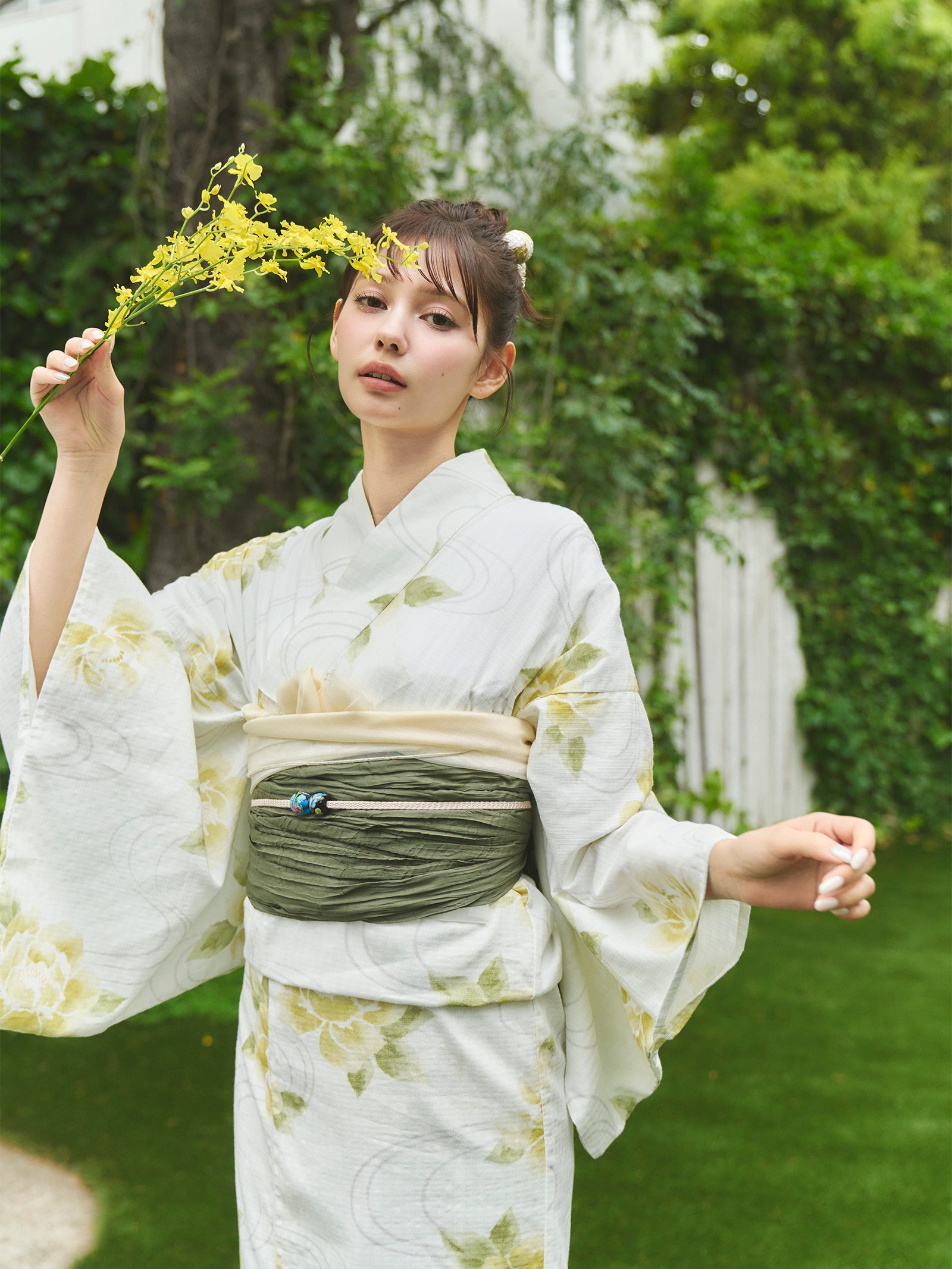 オリジナル牡丹柄浴衣＆帯セット