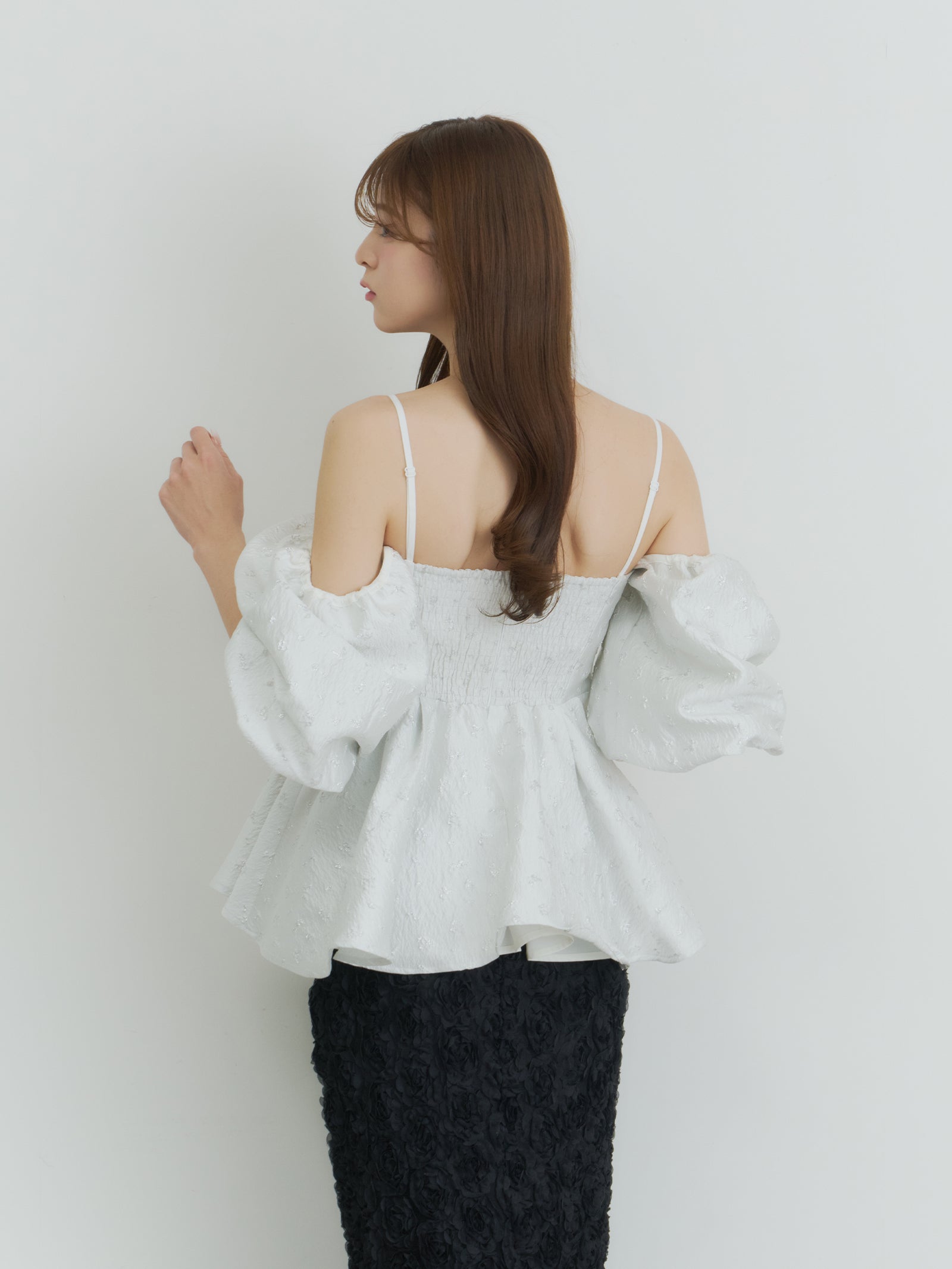 予約】フラワージャガードペプラムビスチェ【発送予定日 4月上旬〜4月