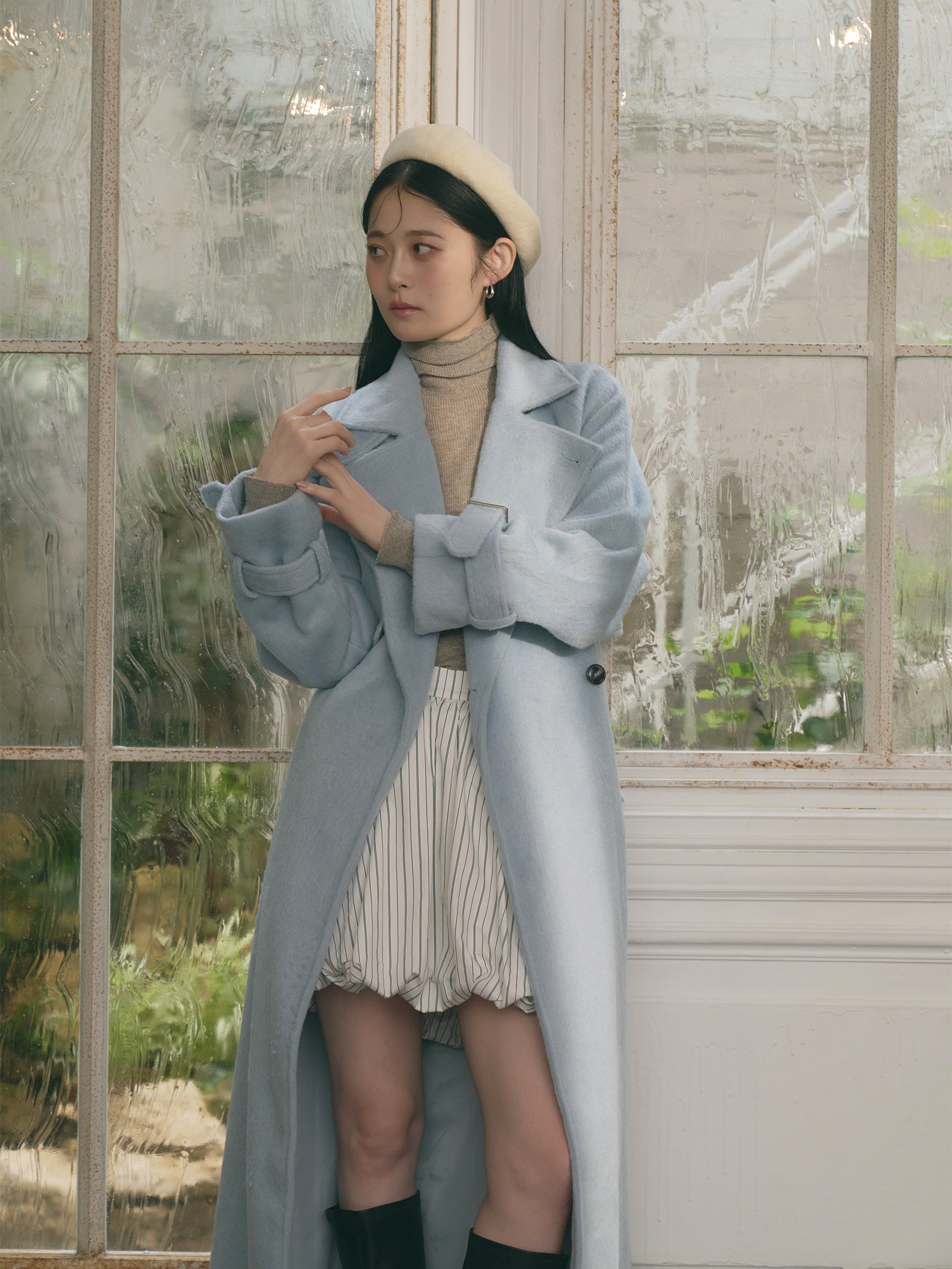 ダブルシャギーロングコート