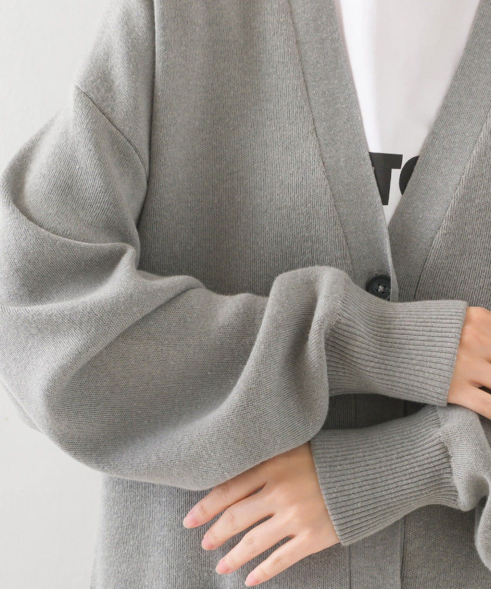 OMNES】スウェットライクニットVネックカーディガン【7124-6127】