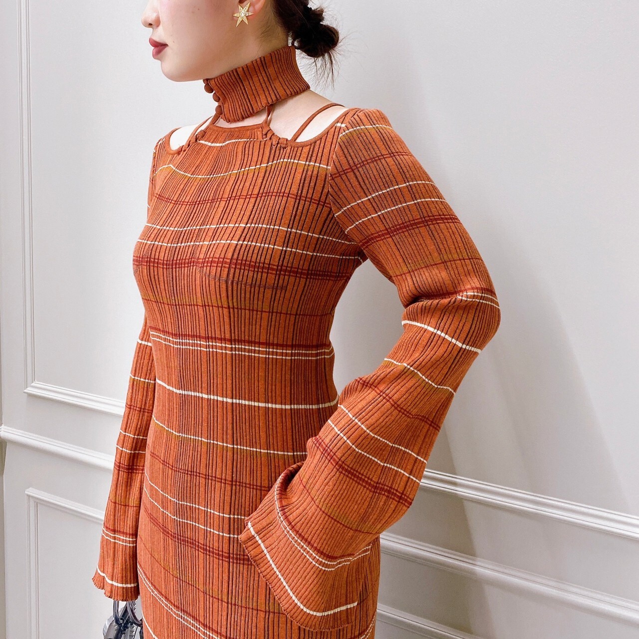 Mame Kurogouchi(マメ クロゴウチ)】 Random Ribbed Plaid Knitted