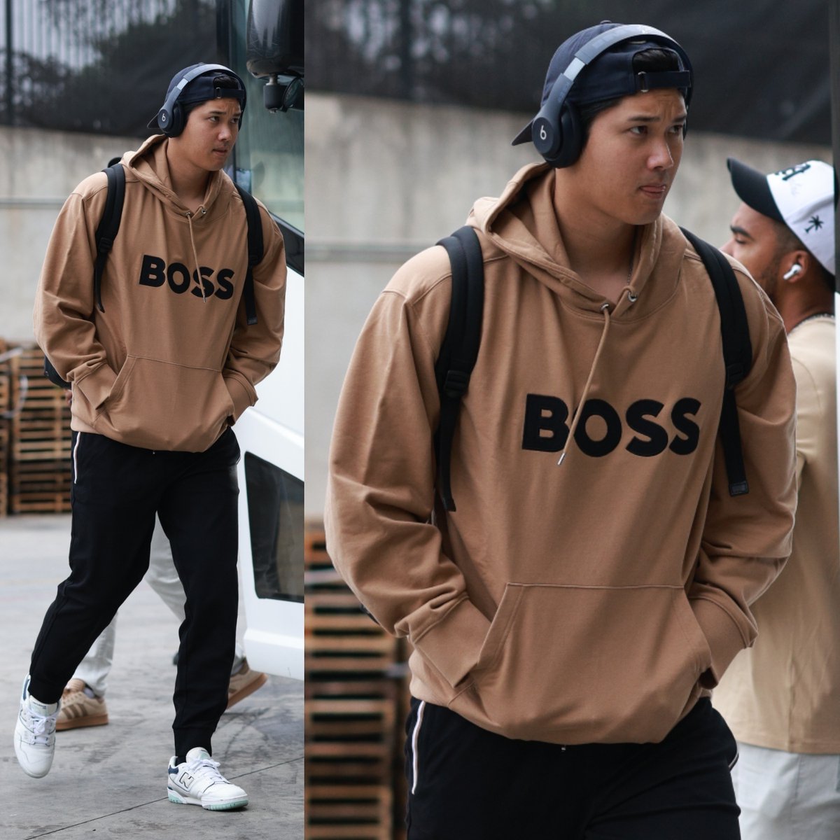 球場入りした際の大谷翔平！👀 ヘッドホンはスポンサーの『Beats』 服