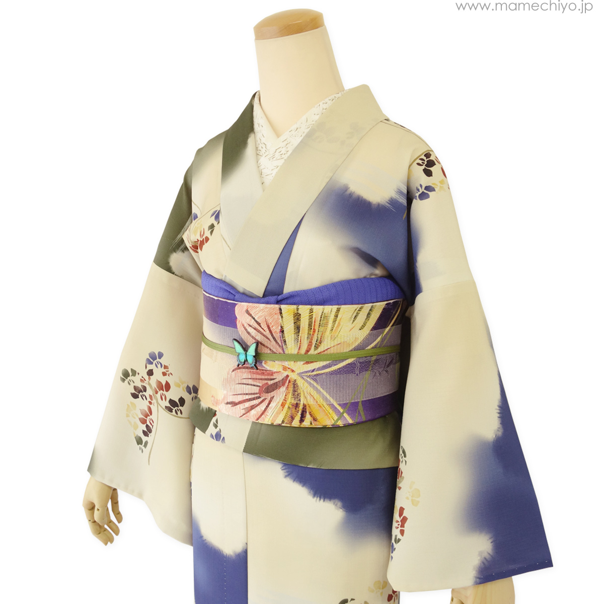 本日入荷】名古屋帯 蝶と蕨 淡い地色の着物にも、濃い地色の着物にも