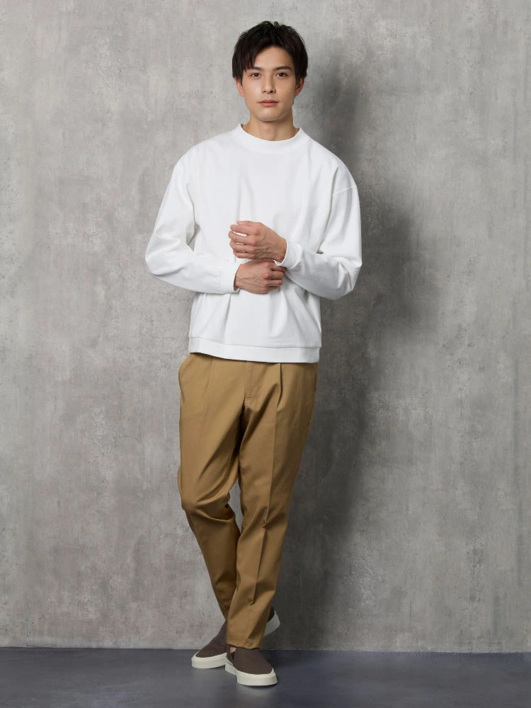 ホワイト TOKYO RUN ポンチ モックネックロンT ホワイト/ブラック