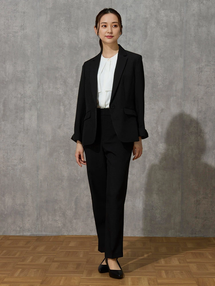 ベージュ My wardrobe ピケ調スーツ テーパードパンツ ベージュ