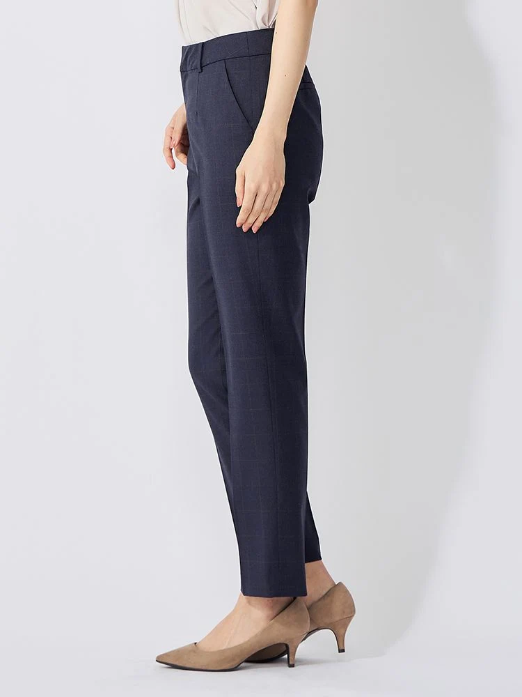 ネイビー インポート【REDA】スーツ テーパードパンツ チェック柄