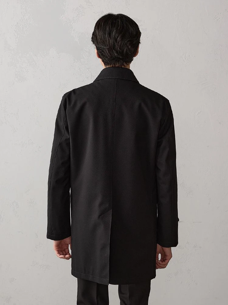 C．グレー ライナー付き 比翼ステンカラーコート ブラック/グレー