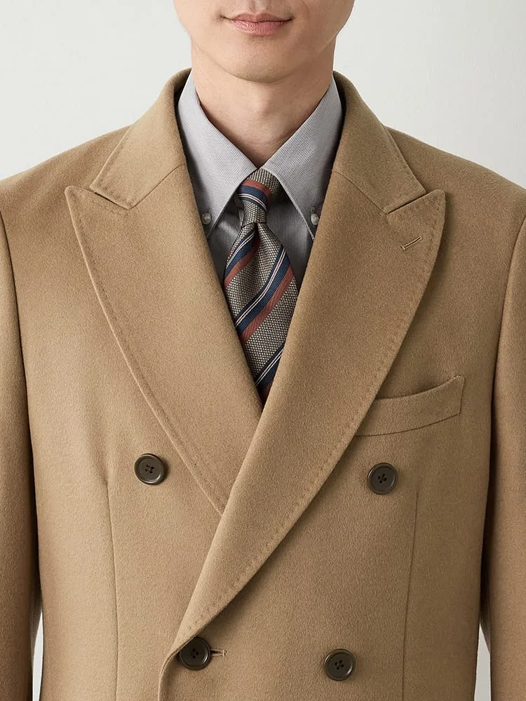 ワイン ウール100% ダブルブレスト チェスターコート グレー/ワイン