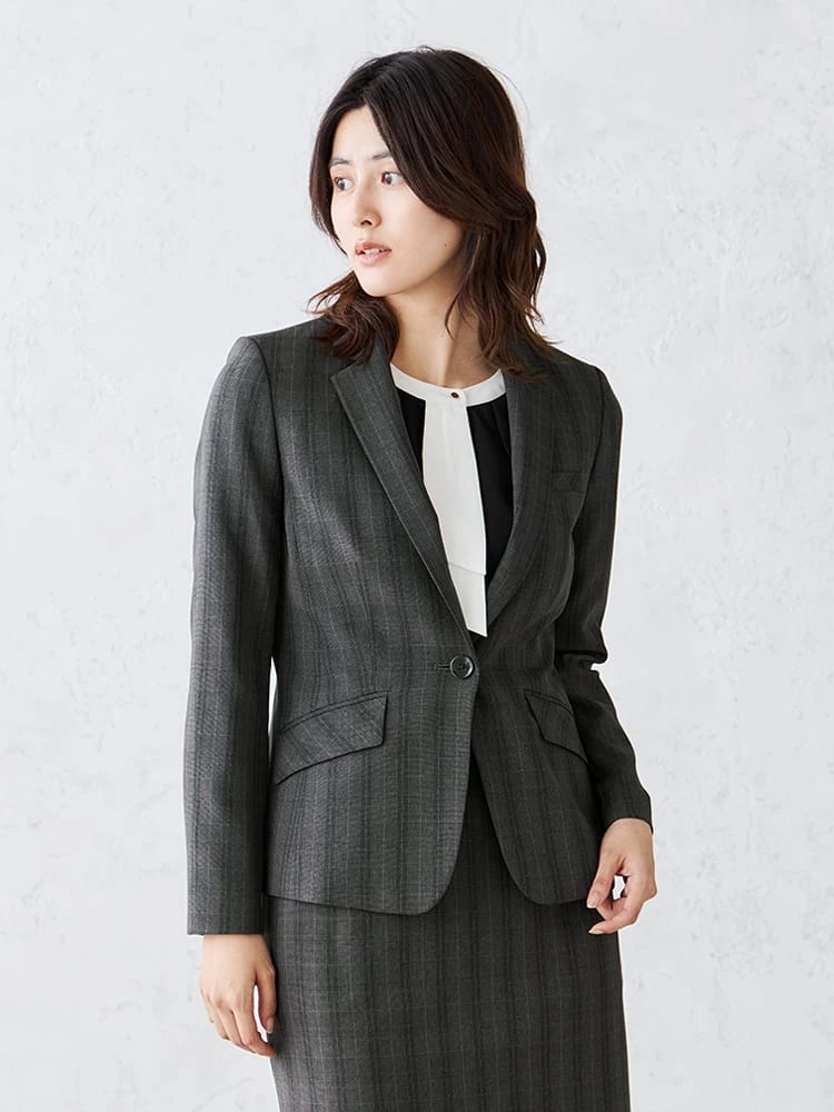 M．グレー グレンチェックスーツ テーラードジャケット グレー