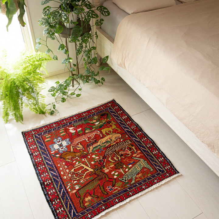 ペルシャ手織りキリム ウール ラグ アゼルバイジャン 85×85cm