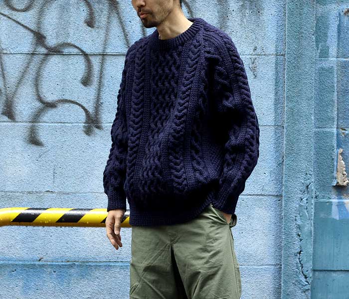 STRATHTAY by インバーアラン INVERALLAN ネイビー 1A アラン セーター