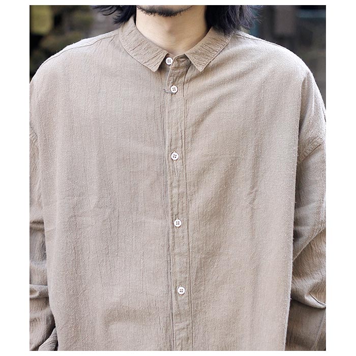 ミッタン MITTAN 綿絹楊柳ビッグシャツ（草木染）COTTON SILK WILLOW