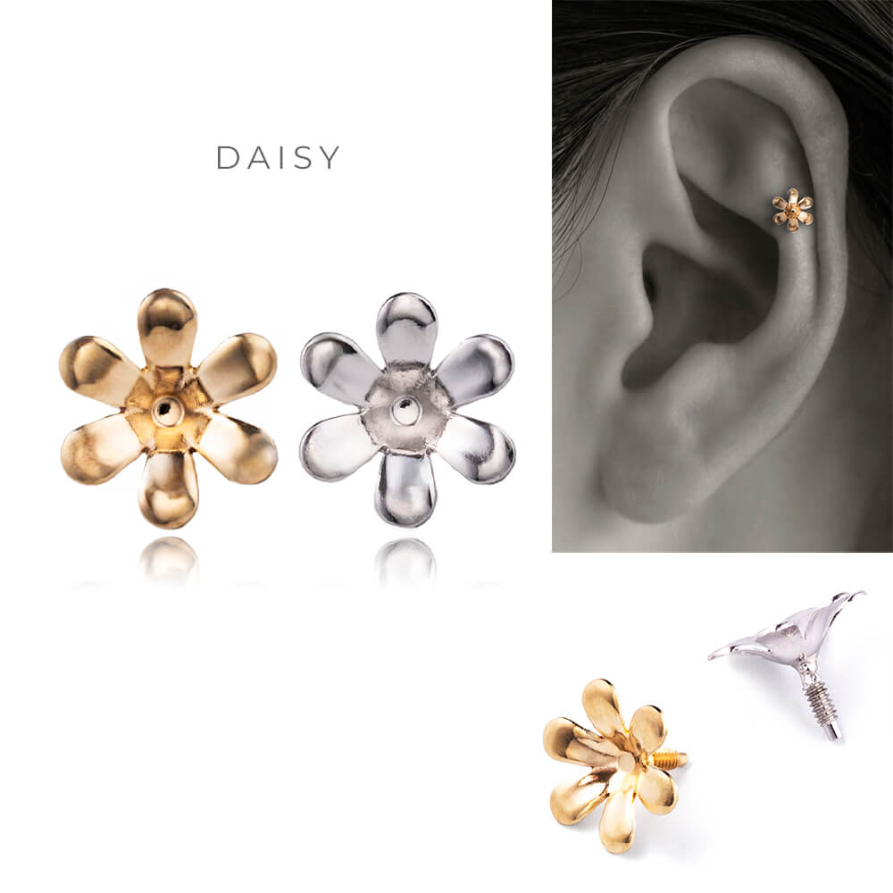 繊細に造られた花びらが美しい地金モチーフのボディピアス – PICOLLET