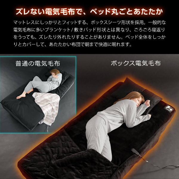 Bauhutte バウヒュッテ BEB-140D-BK ボックス電気毛布 ブラック ダブル