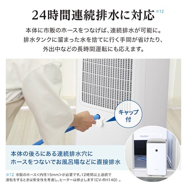 SHARP CV-RH140-W ホワイト系 [ハイブリッド式除湿機 (木造14畳