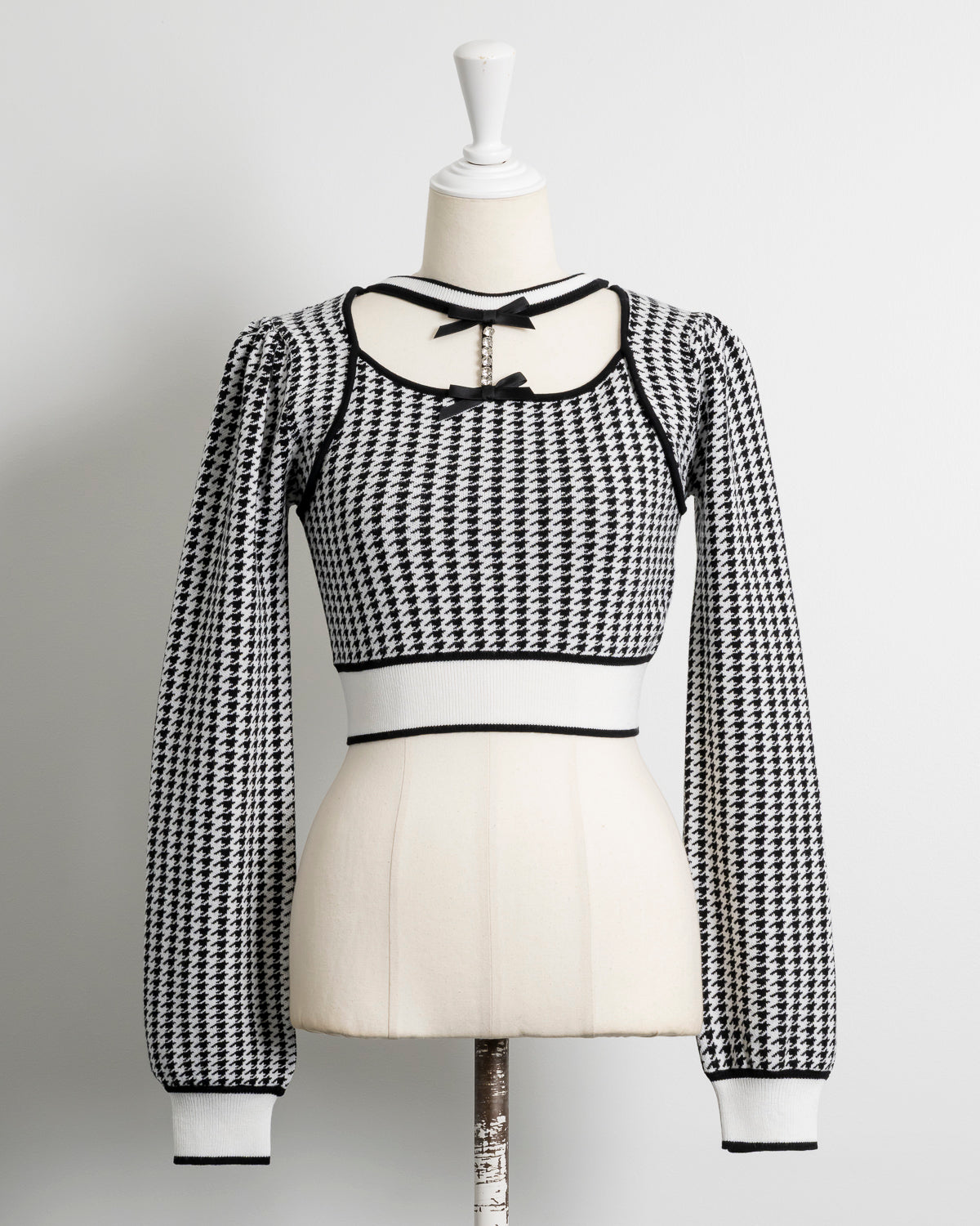 千鳥柄ビジューチョーカーニット – pium