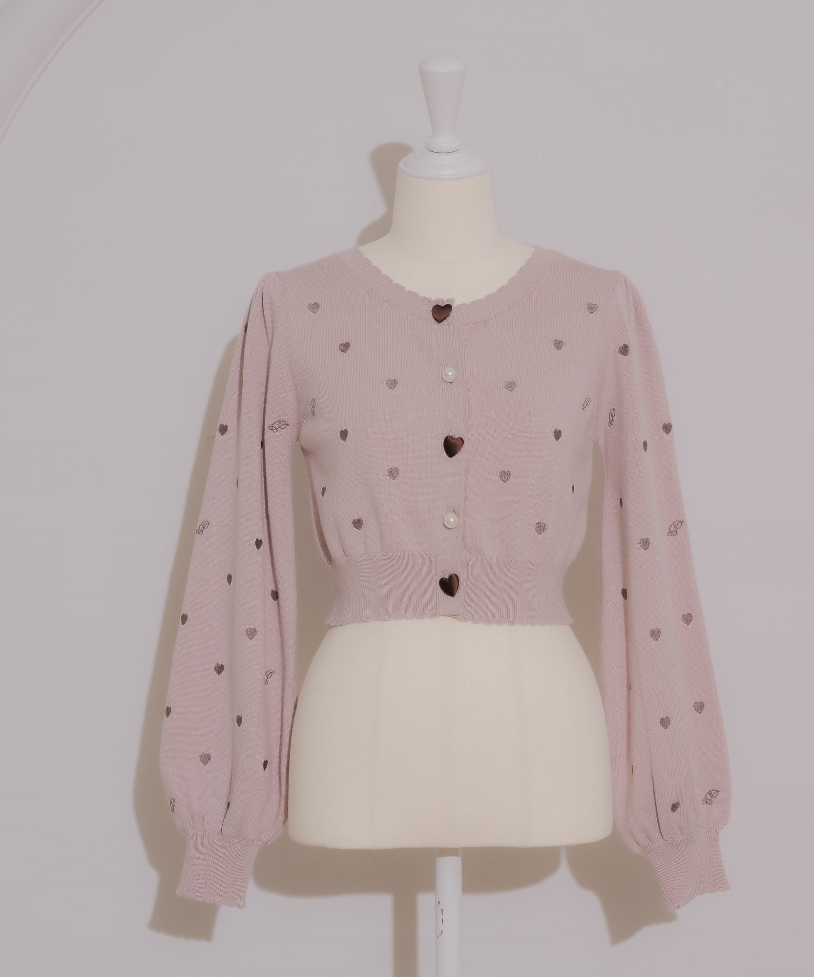 バイカラーハート刺繍カーディガン – pium