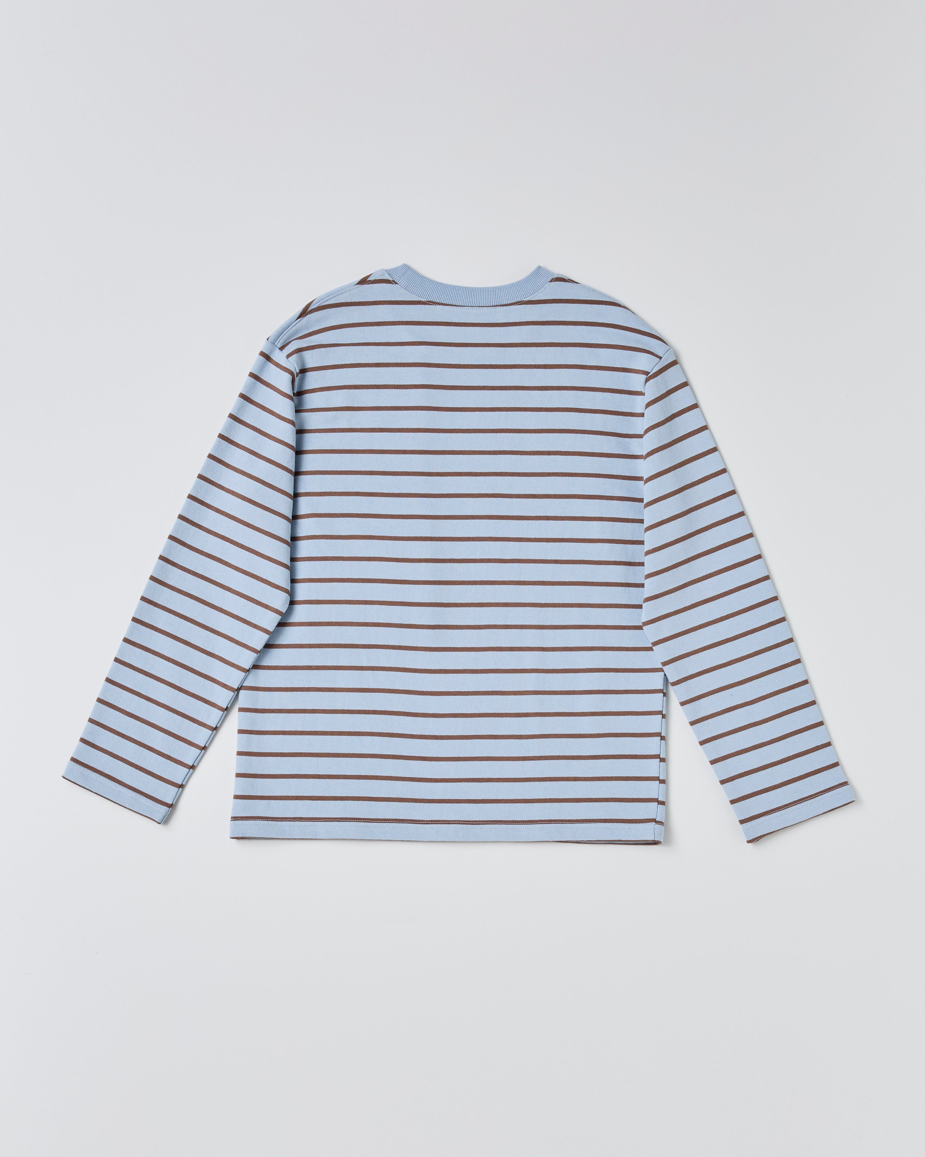 Border long t-shirt (sky blue/brown)