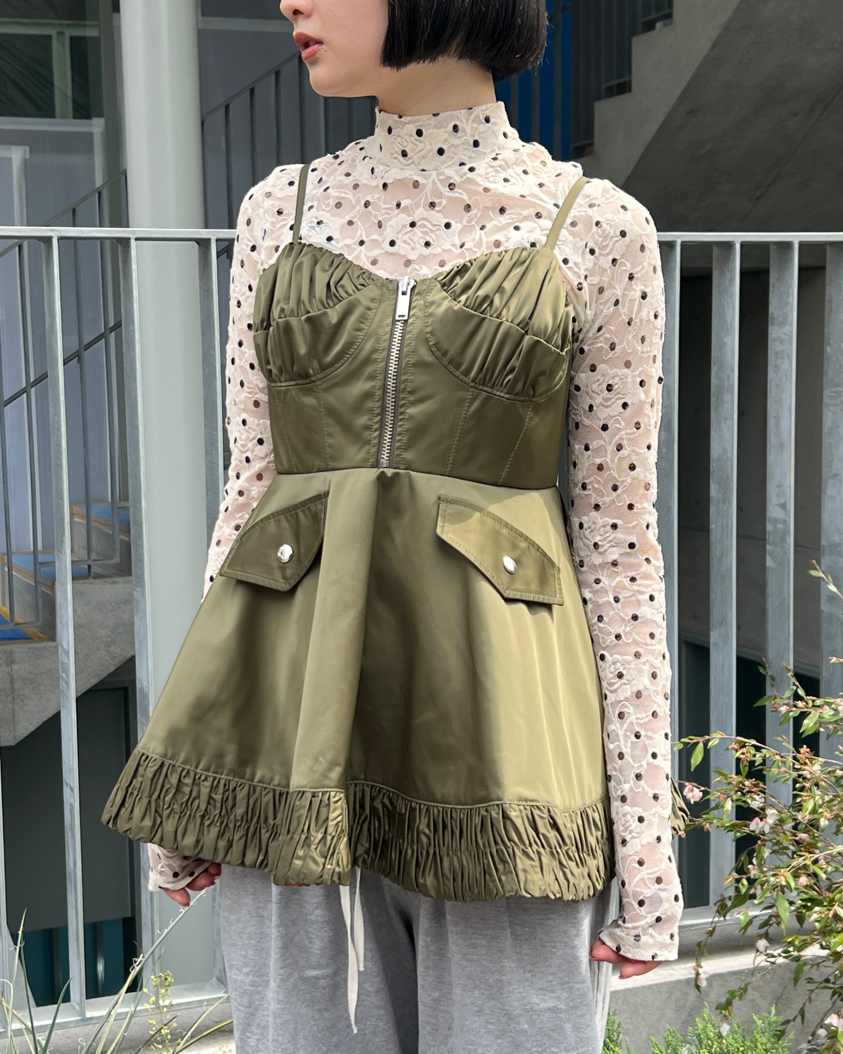 Dot lace see-through top (high neck)