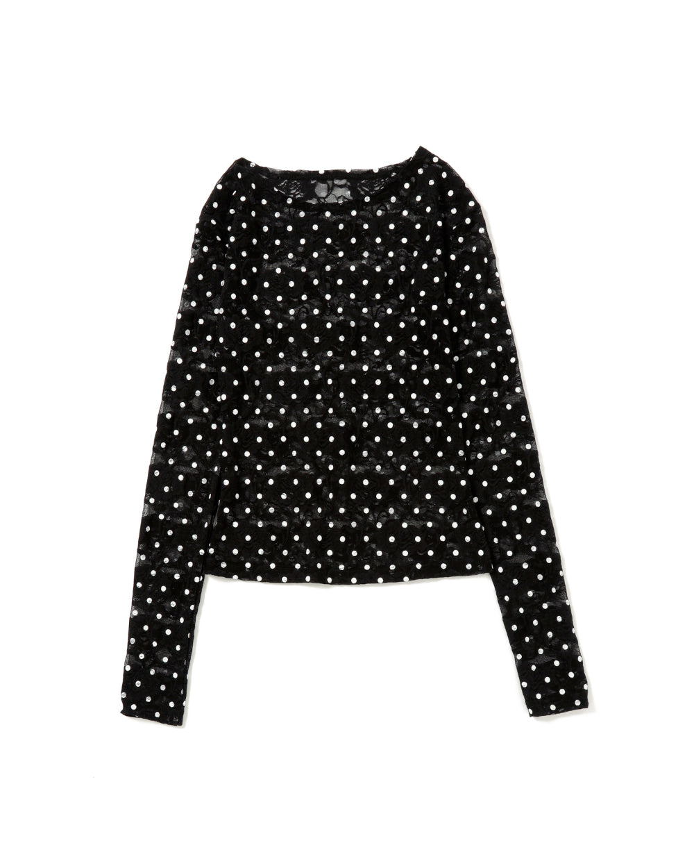 Dot lace see-through top (high neck) black