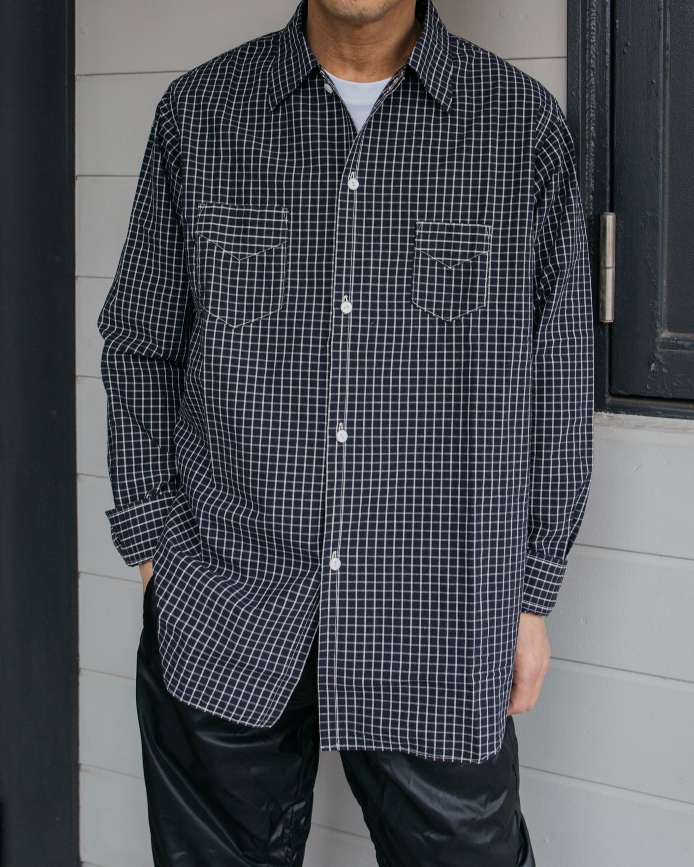 3211 CLSC NEUTRA 3 : cotton x linen sheeting navy graph check