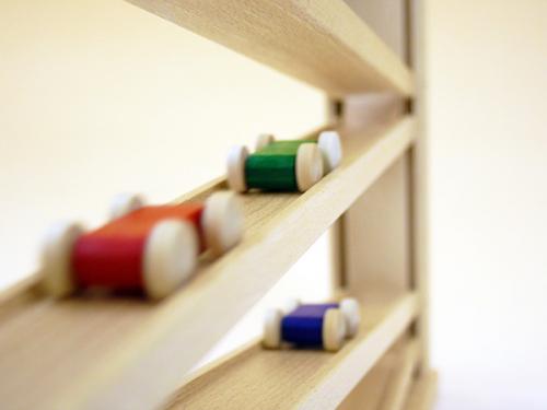 木のおもちゃ カルテット / トレインカースロープ クネクネバーン 大