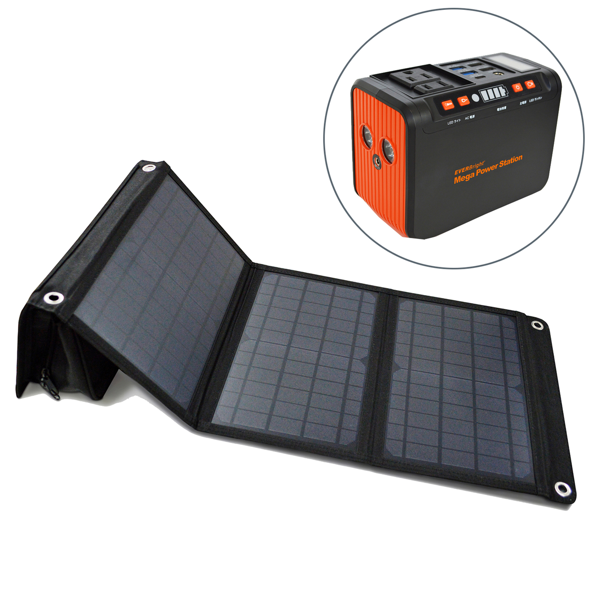 EVERBrightメガパワーステーション&21Wソーラーパネルセット - QVC.jp