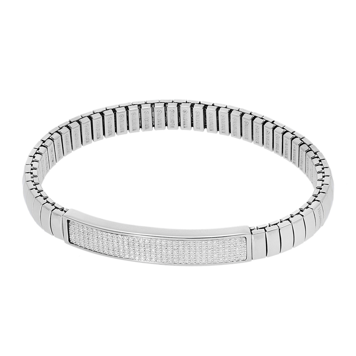 ステンレス/シルバー925 パヴェ ストレッチバングル ノミネーション