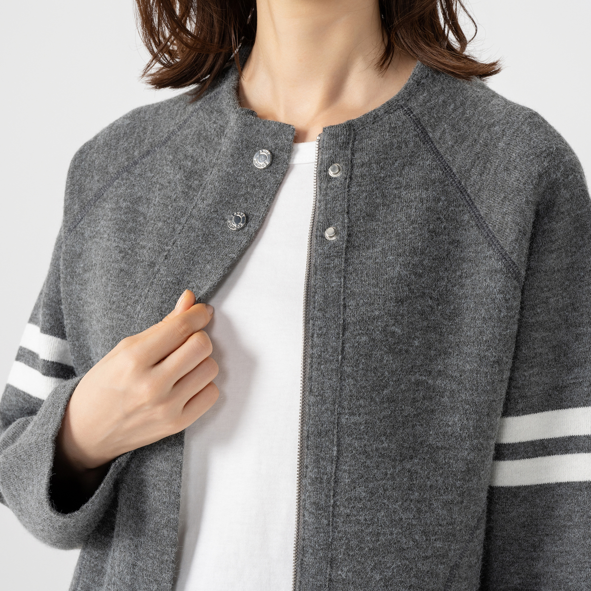 Anne Coquine コアスパンヤーンニットボトルネックブルゾン