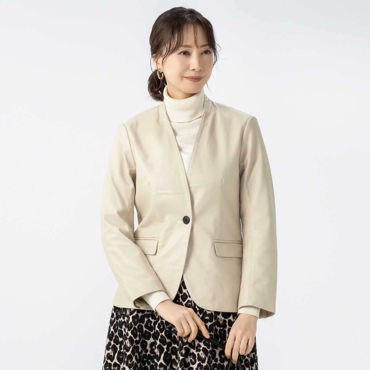 LEATHER Edition シープレザーノーカラージャケット LEATHER Edition