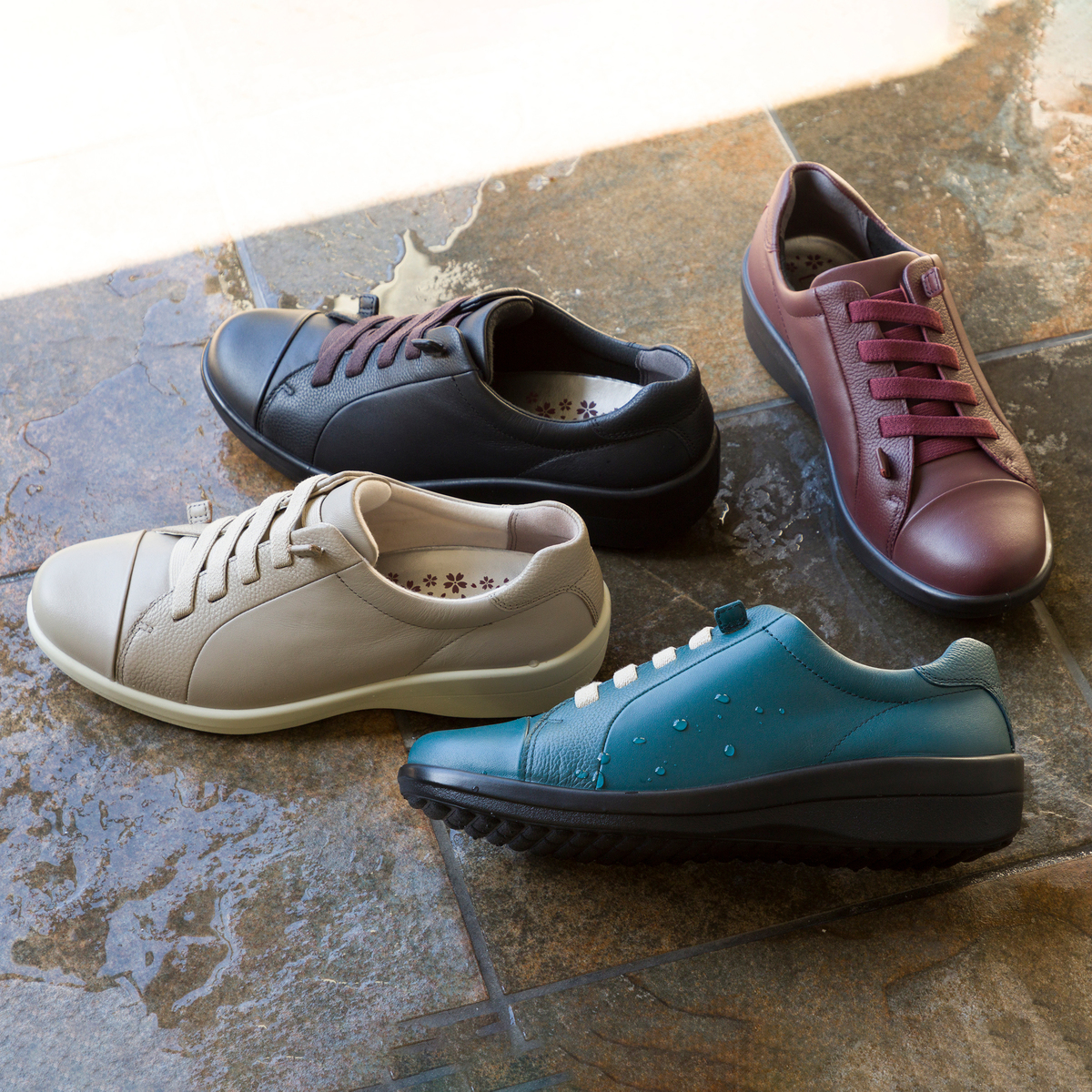 アキレス・ソルボ はっ水 4E牛革ゴム紐スリッポン アキレスソルボ