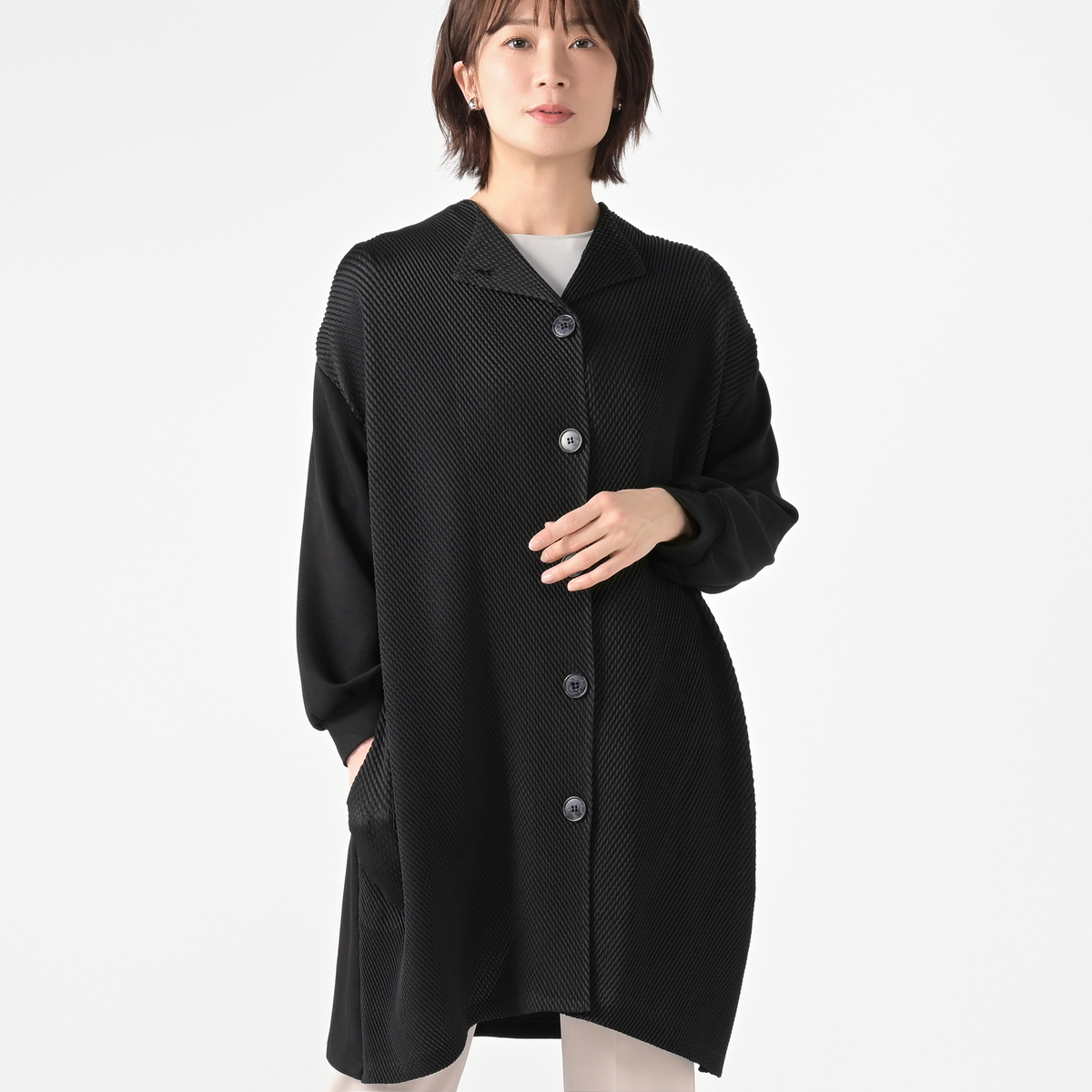 Monte Milano ハニカムワッシャーエンボスロングカーディガン モンテ