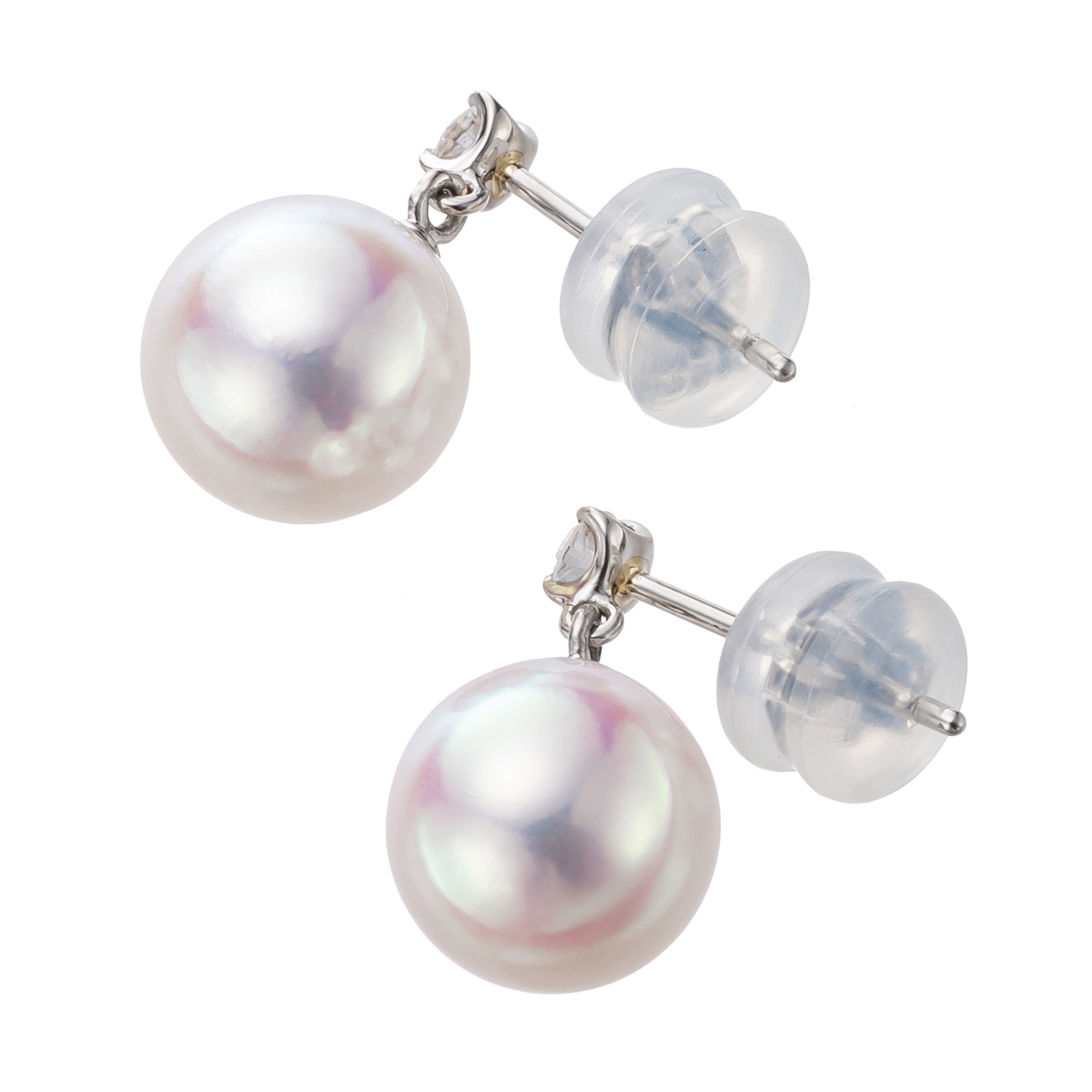 PT アコヤ真珠&ダイヤモンドスイングピアス 9.0mm 天女 ペルモア