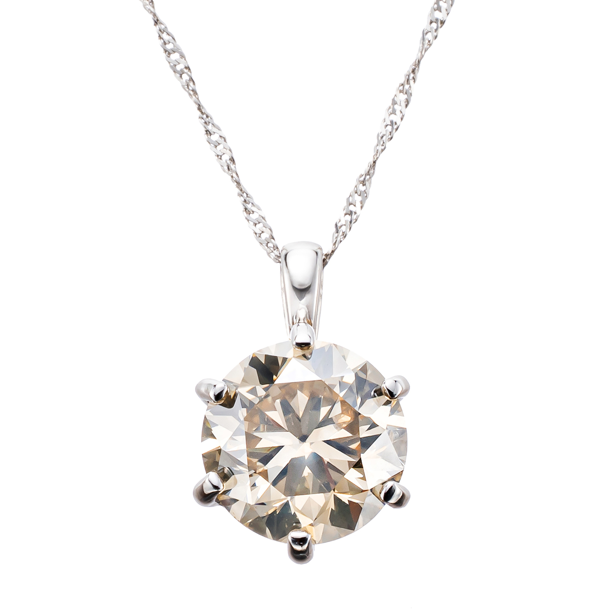 シャンパンカラーダイヤモンドペンダント 1.5ctUP鑑定書付 - QVC.jp