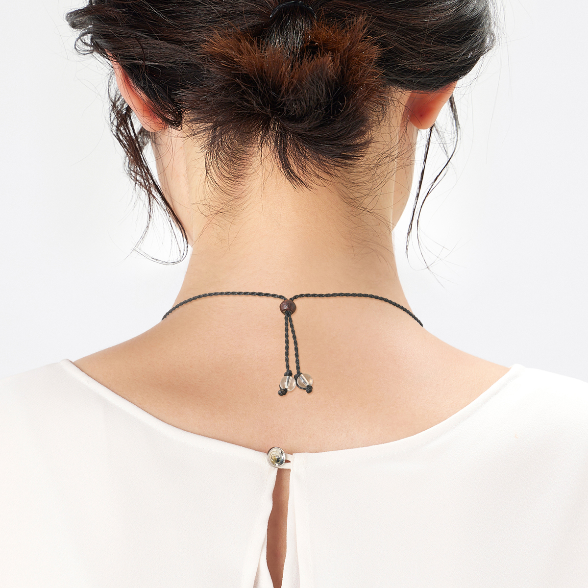 レインボーアメシスト 18KYG マクラメ編みネックレス ツキノカケラ