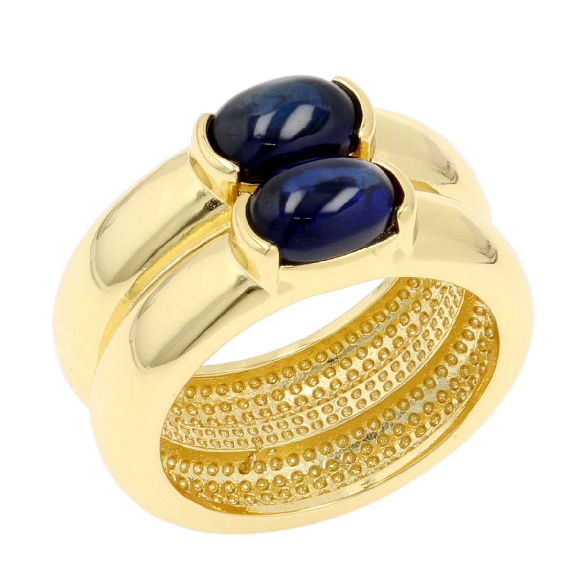 シンセティックサファイヤ オーバルカボションリング計2.0ct TarTar