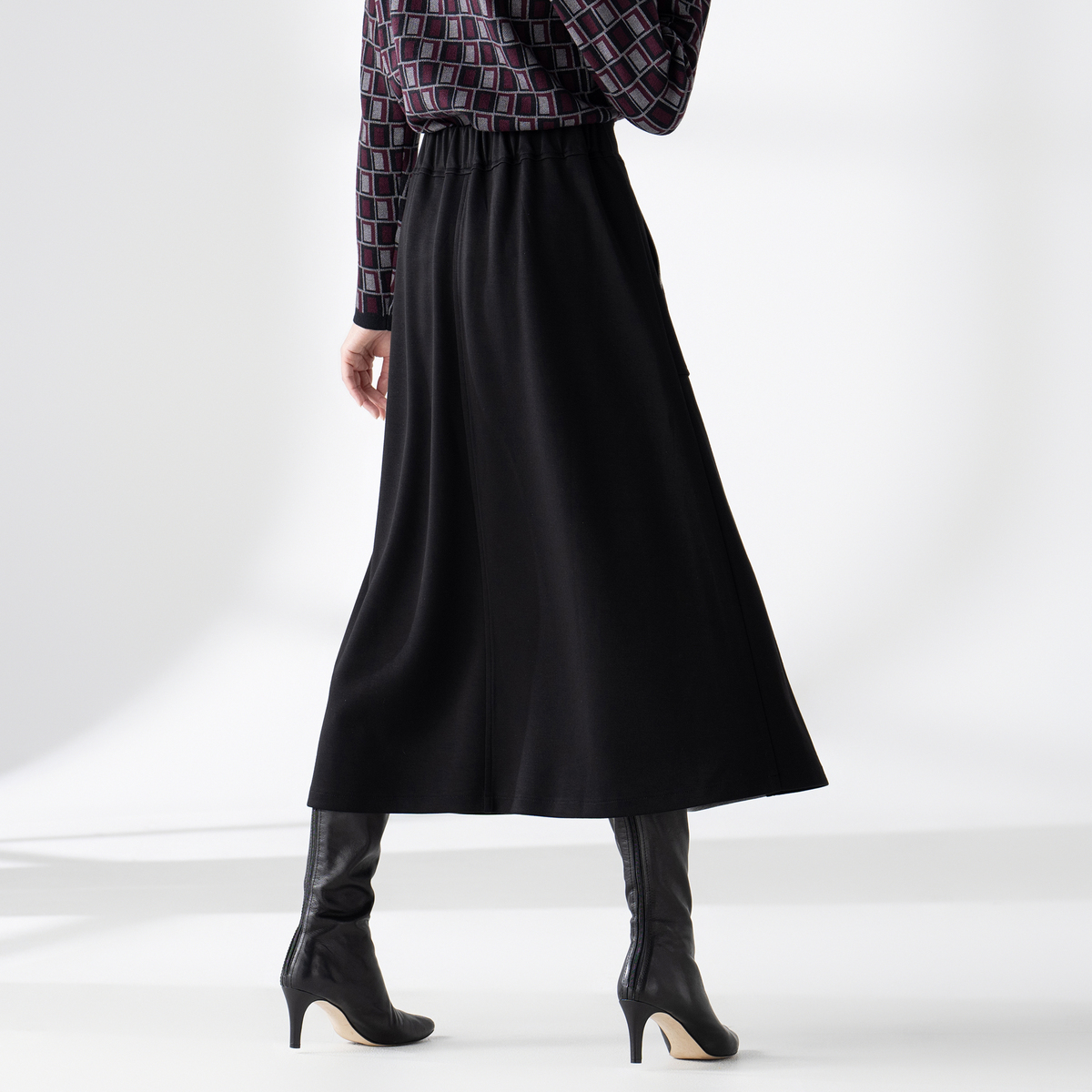 PCD カラーブロッキングのジップアクセントナロースカート ピエール