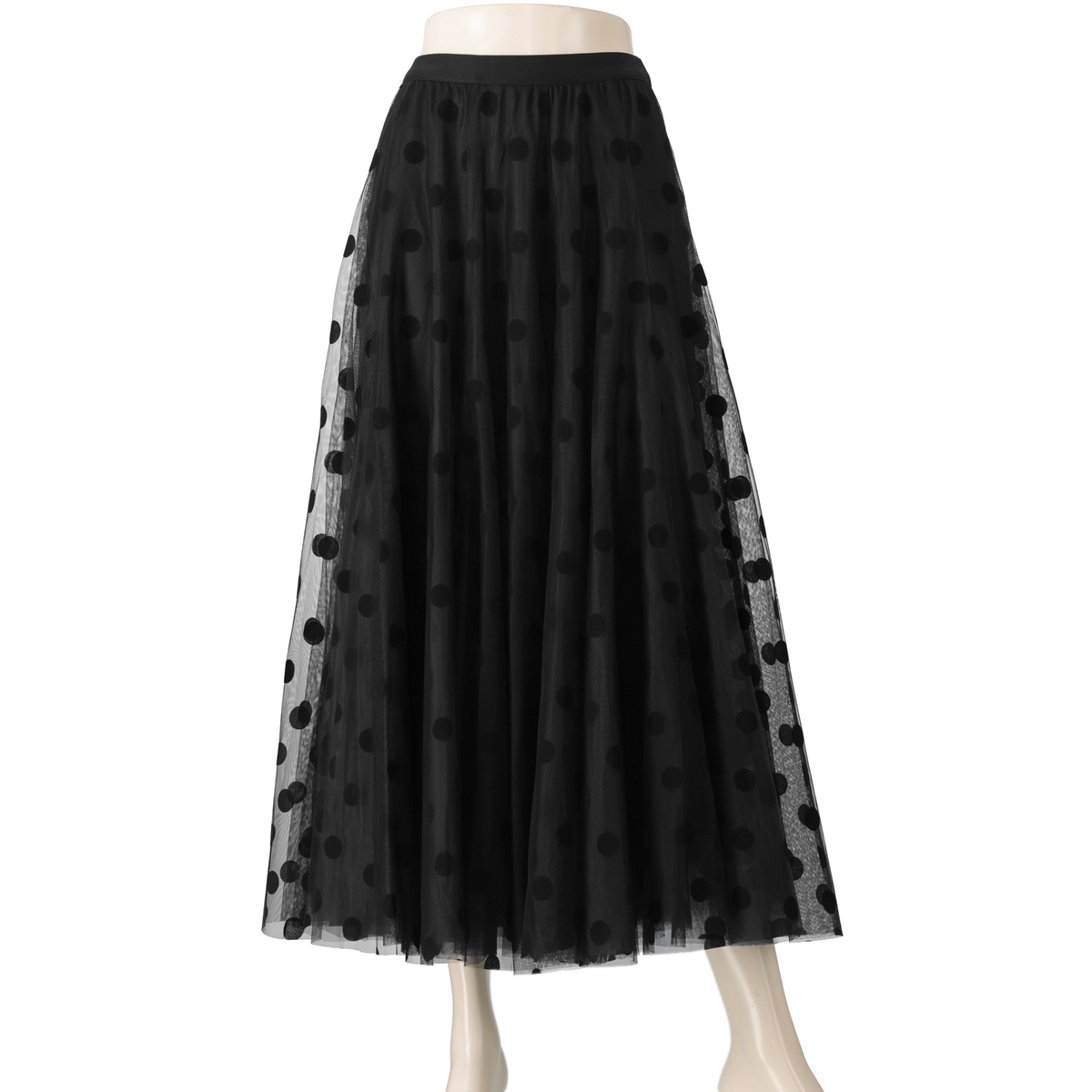 Anne Coquine フロッキーチュールボリュームロングスカート