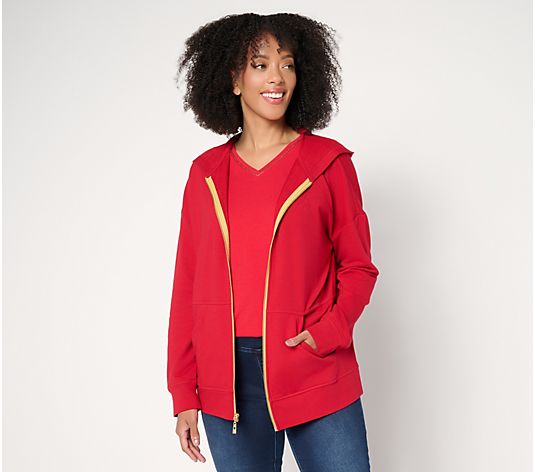 Belle by Kim Gravel French Terry Golden Zip Hoodie - QVC.com