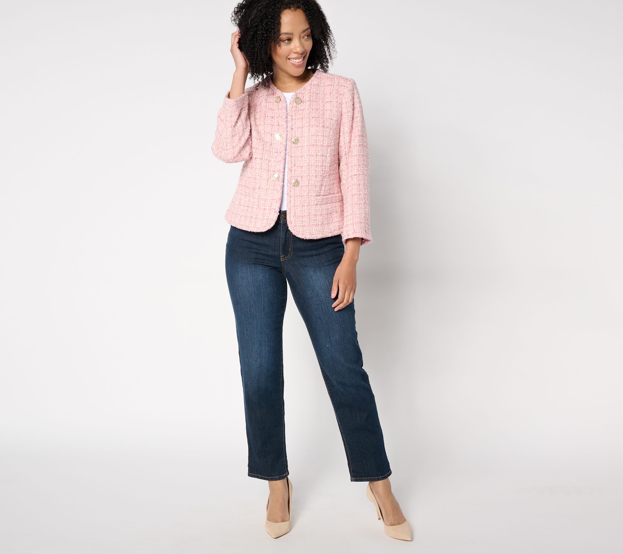 Isaac Mizrahi Live! Woven Tweed Lady Jacket with Pockets - QVC.com