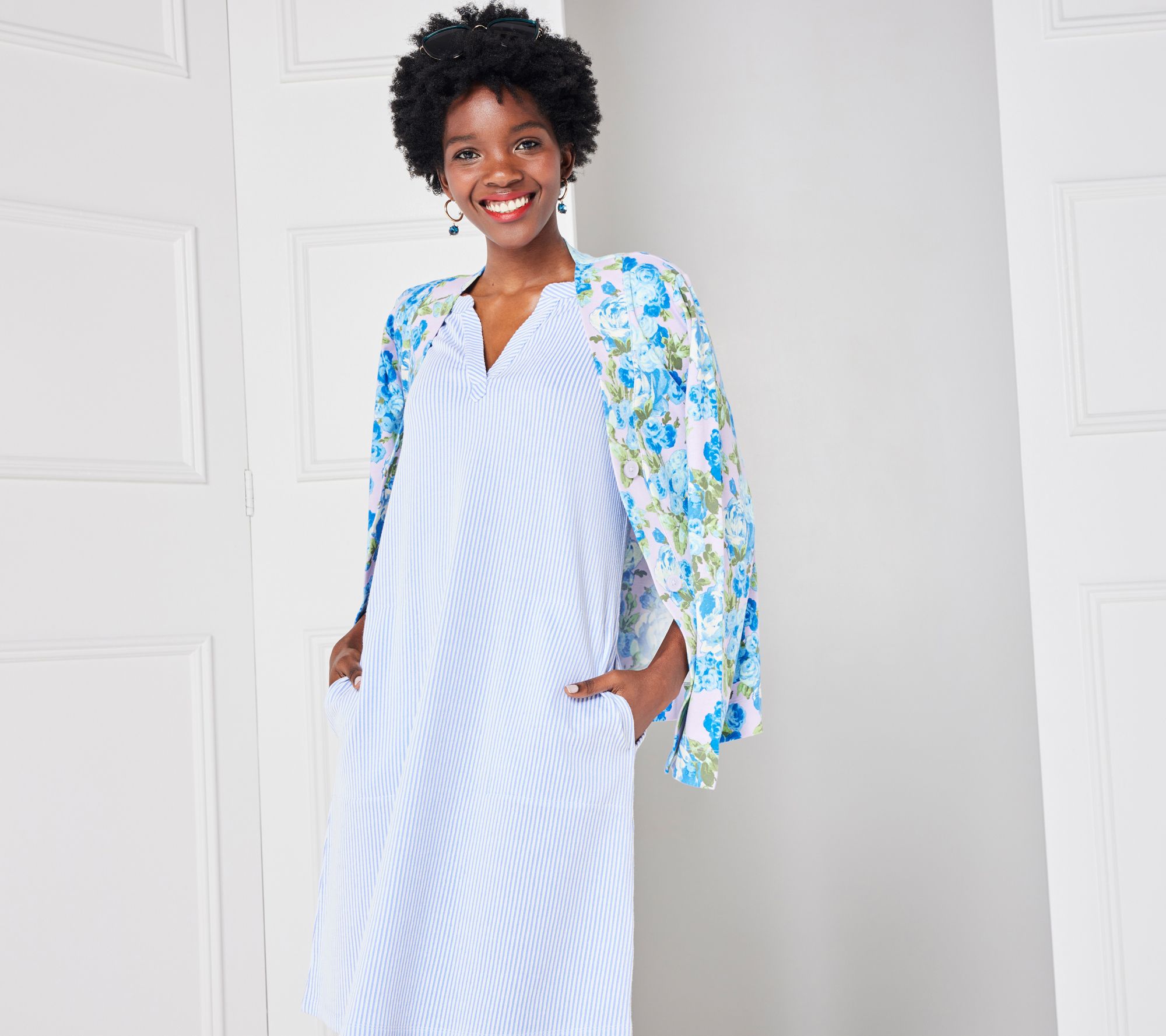 Isaac Mizrahi Live! Regular Knit Seersucker Short Sleeve Dress