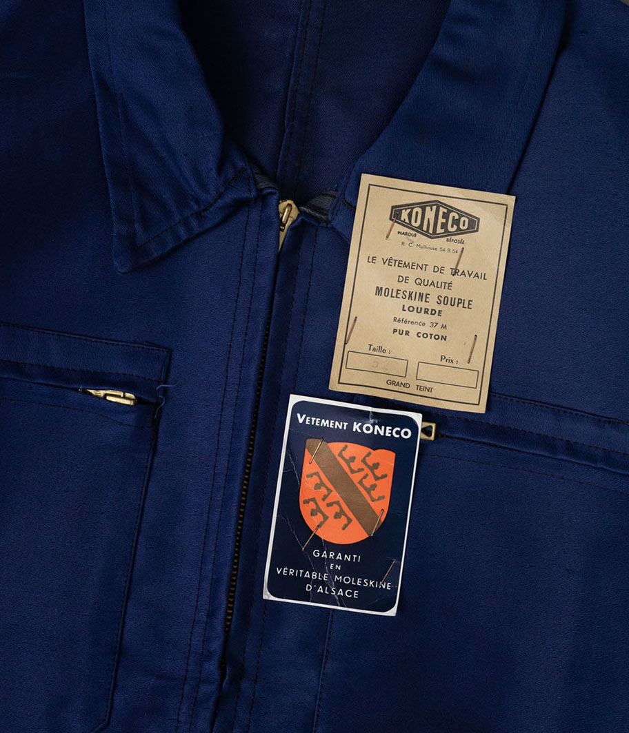 60's KONECO ブルーモールスキンフレンチワークジャケット［Dead Stock