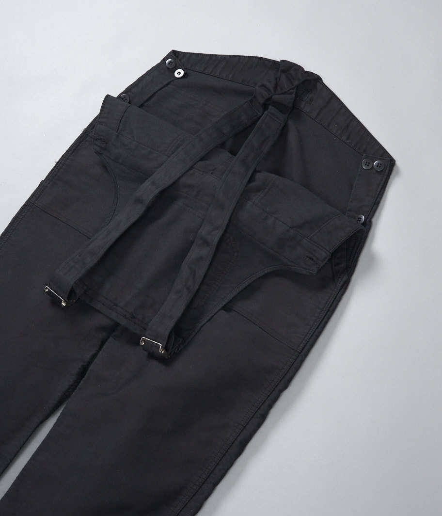 モールスキンフレンチワークオーバーオール［Overdye / BLACK