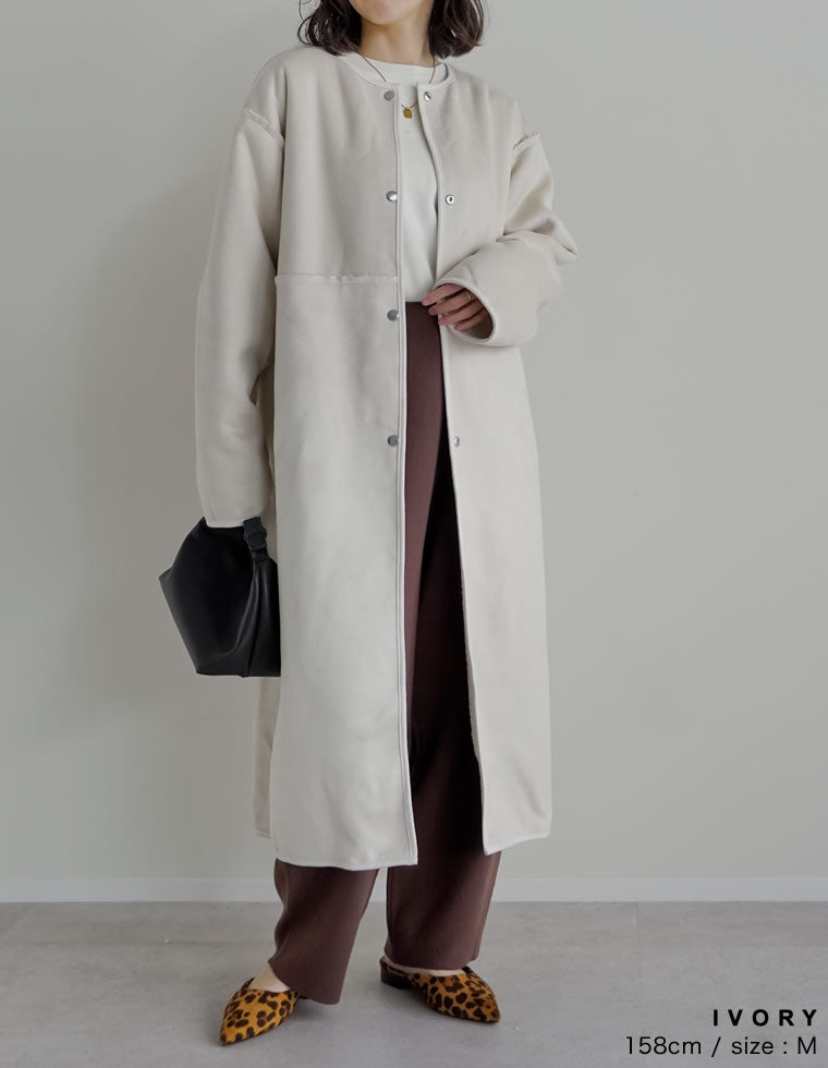 マルチウェイリバーシブルボアフェイクムートンロングコート