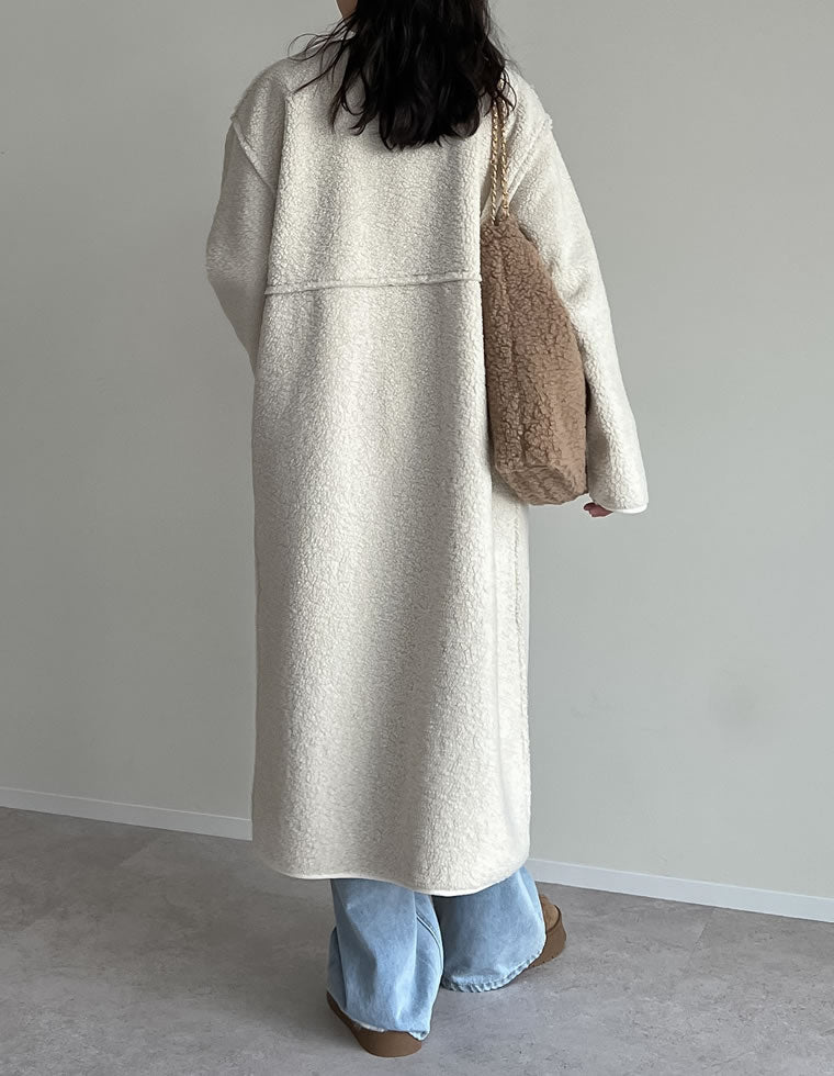 マルチウェイリバーシブルボアフェイクムートンロングコート