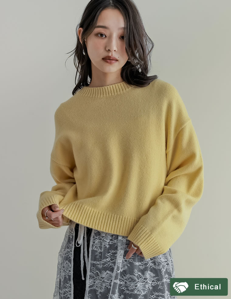 アルパカタッチクロップド丈ニットプルオーバー - トップス通販 | 人気