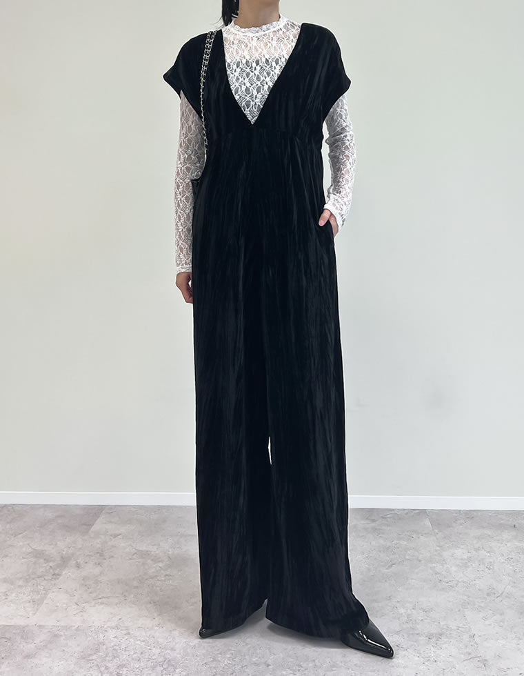 ベロアVネックオールインワン - オールインワン通販 | 人気レディース