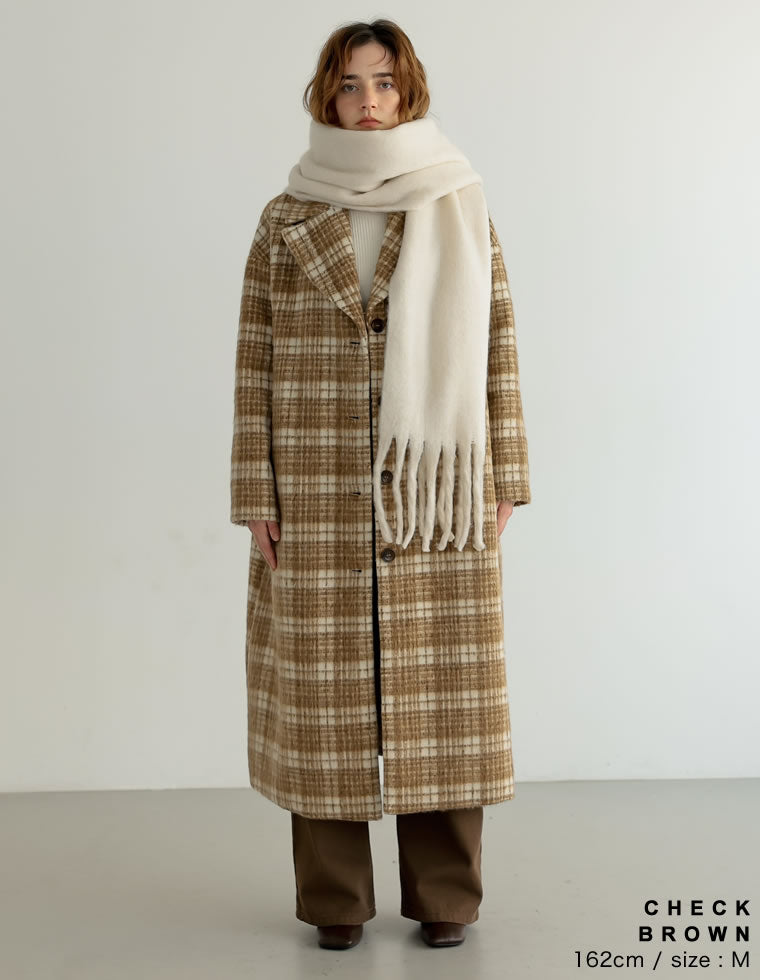 起毛チェック柄ロングチェスタ - ジャケット/アウター通販 | 人気