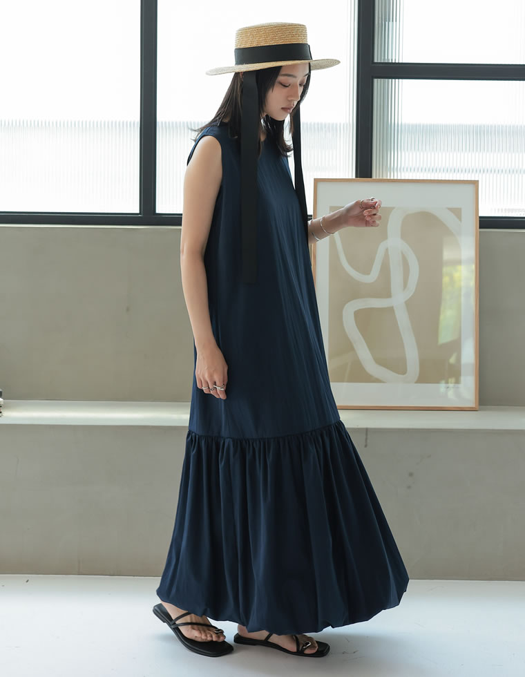 裾バルーンノースリーブワンピース - ワンピース通販 | 人気レディース