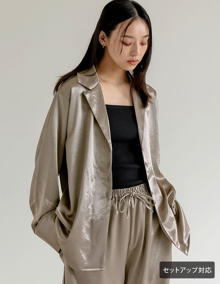 サテンジャケット風シャツ - トップス通販 | 人気レディース